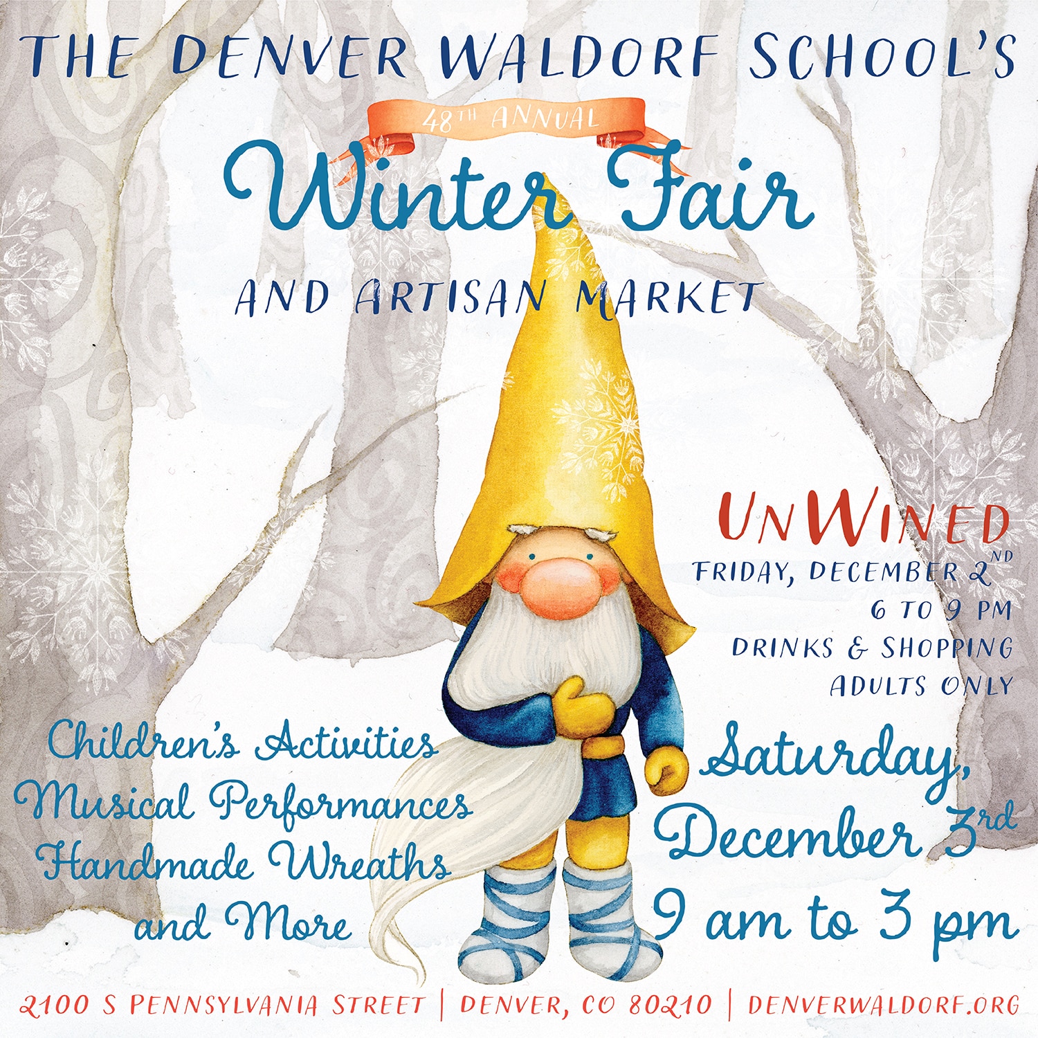 denver waldorf school winter fair and artisan market flyer